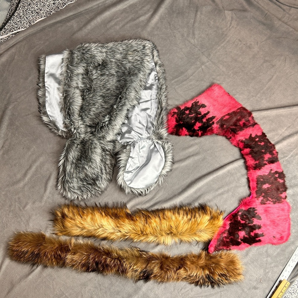 Faux Fur Trim For Hood Womens Multicolor Wolf Detachable Replacements Lot‎ Of 4
